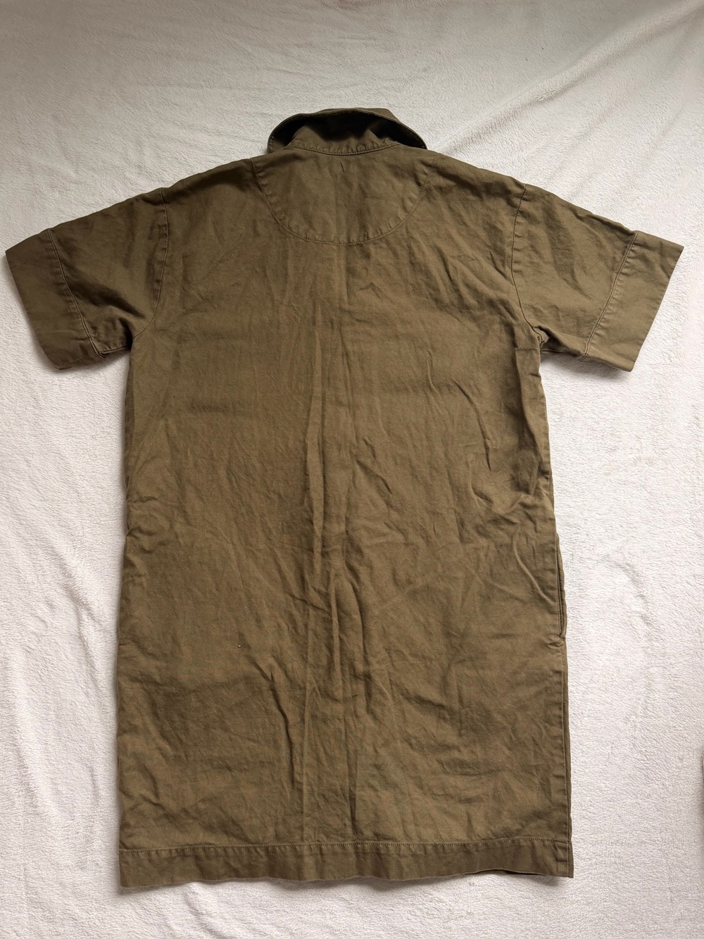 Faherty Palos Verdes Shirt Dress Olive Green Linen Blend Utility Dress Small - Picture 3 of 8